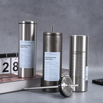 600ml Double-Walled Vacuum Insulated Stainless Steel Coffee Mug with Straw - BPA-Free Travel Tumbler