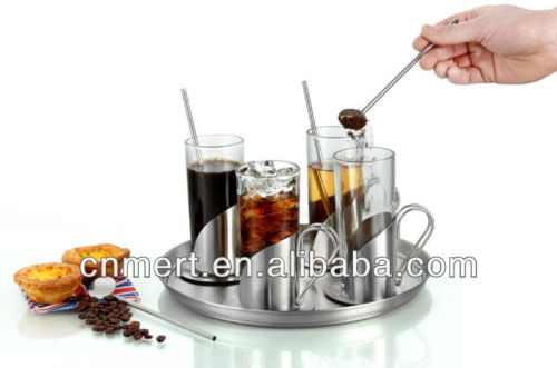 Glass and stainless steel coffee & tea mugs set