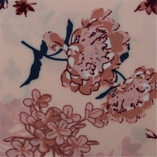 Pink Flower Active Printed Rayon Plain Fabric