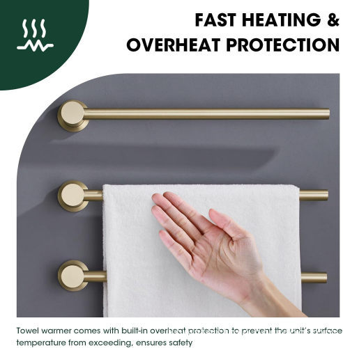 Stainless Steel Bathroom Electronic Heated Radiator Shelf with Towel Rack and Copper Material