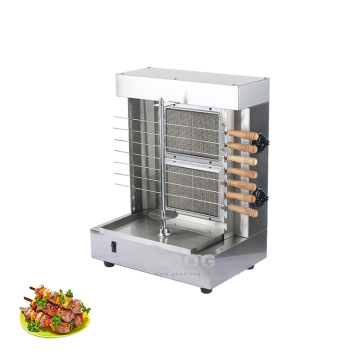 Grill barbecue che gira in acciaio inossidabile commerciale con 2 bruciatori per kebab e shawarma
