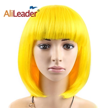 AliLeader Hot Sale Anime Bobo Wig Short Shoulder Length 23 Colors Bright Color Silky Straight Synthetic Bob Wig For Women