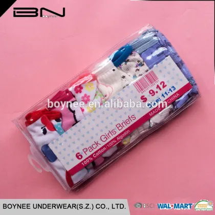 Customized Comfortable Style Girls 100% Cotton Baby Underwear