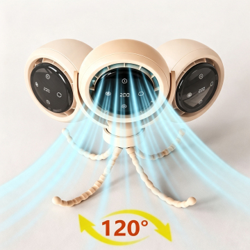Octopus Stroller Fan, 120° Rotatable Quiet Noise Reduction Clip on Fan, Surround Airflow Baby Cart Fan