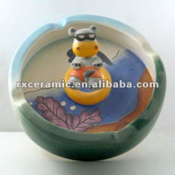 hand painting animal ceramic funny ashtray-hippo