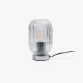 Fluted Glass Table Lamp with Ribbed Accent