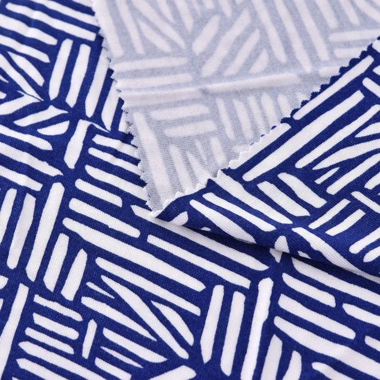 ผ้าถักพิมพ์ลาย 190-200GSM ผ้าวิสโคส 30 วินาทีพร้อมสแปนเด็กซ์