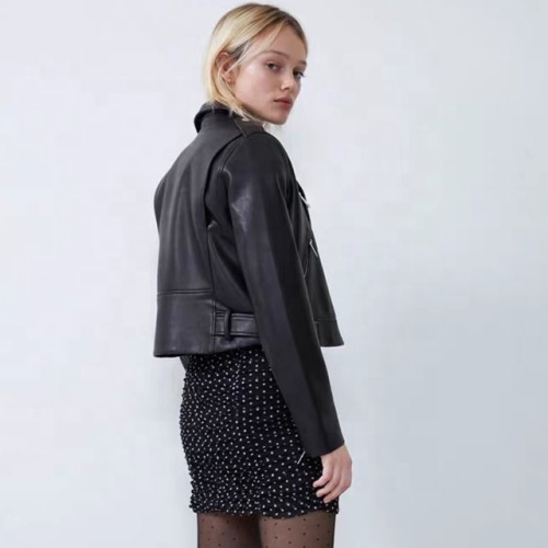 Women Slim Punk Leather Coat