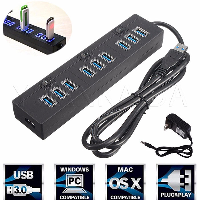 10 Port Usb 3 0 Hub With Power Adapter