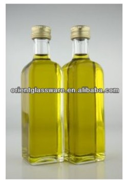 1000ml square clear glass olive oil bottle with golden lid