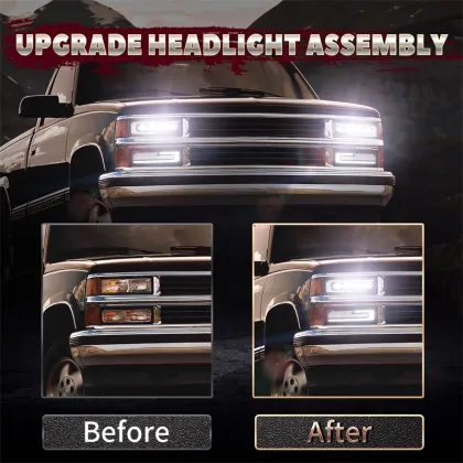 OVOVS Welcome Light DRL Truck Turn Signal Light Headlight Replacement for 1998 Chevy Silverado GMC