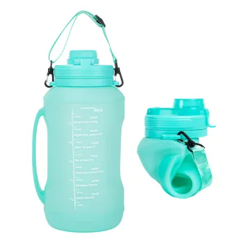 Collapsible Silicone Water Bottle with Straw and Handle for Gym and Travel
