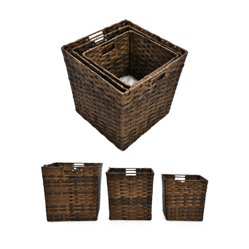 Basket a cesto resistente a rattan artificiale intrecciato.