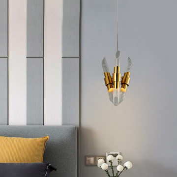 Artistic Design Bedroom Bedside Glass Gold LED Chandelier