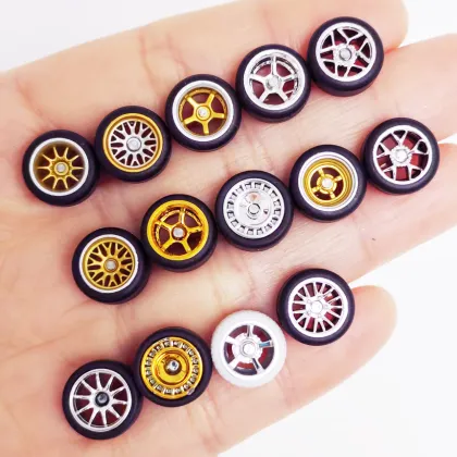 1/64 Scale BBS ADVAN CE28 Chrome Tires Model Car Wheels