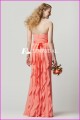 CE1029 Strapless Backless Color Coral largo volantes Últimos diseños de vestidos para la dama de honor