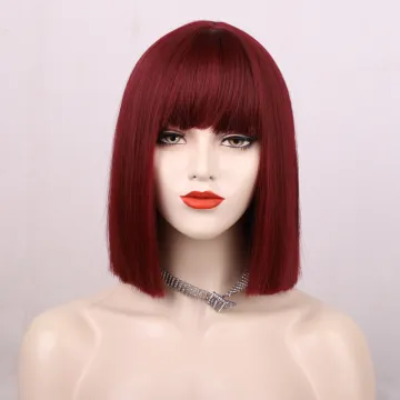 Vigorous Fashion Woman Wigs Brown Black Bug Wig Bob Short Synthetic Wig Colours Natural With bang Heat-resistant Soft Hair Bob