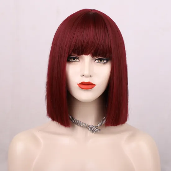 Vigorous Fashion Woman Wigs Brown Black Bug Wig Bob Short Synthetic Wig Colours Natural With bang Heat-resistant Soft Hair Bob