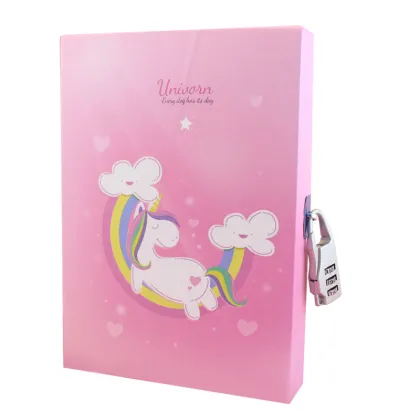 Unicorn Paper Notepad 32K Diary with Lock and Key Notebook