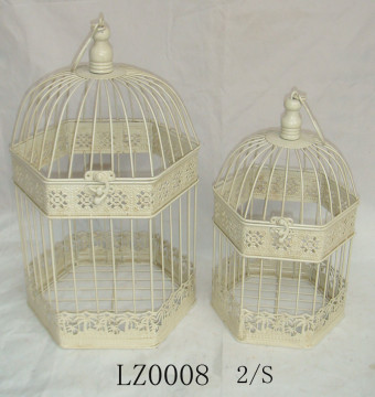 White Wedding Decorative Metal Hexagon Bird Cage
