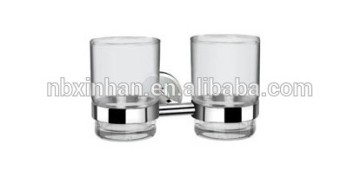 Wholesale bathroom wall mounting accessories chrome plated double tumbler holder with metal base