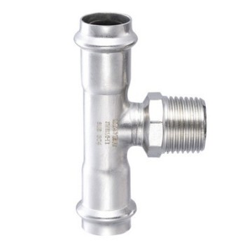 Stainless Steel Tee Fitting with male thread Press Fitting