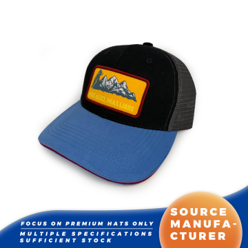Topi Trucker Jaring Blok Warna Tambalan Beruang Gunung