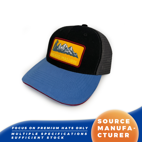Topi Trucker Jaring Blok Warna Tambalan Beruang Gunung