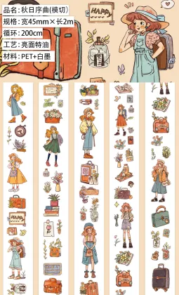 Autumn Overture Girl Tape Stickers for Scrapbook and Craft Projects