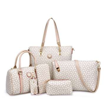 2024 Fashionable Messenger Bag Set: 6 Pieces Large Capacity Bone Pattern Women's Shoulder Handbags