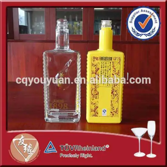 Decal surface handling glass novelty liquor bottles 500ml