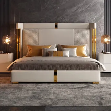 Modern Luxury King Size Double Bed Frame with Storage Drawers