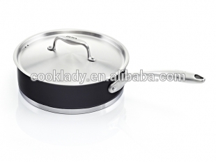 stainless steel straight shape color painting frypan with metal lid