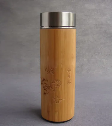 drinking cup vacuum flask natural bamboo double wall wholesale gifts vacuum flask/vacuum cup
