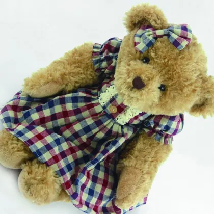 Hot Sales En71 Standard England Style Checked Skirt Plush Teddy Bear