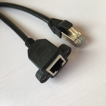 0.3M Cat6 High Speed RJ45 Male to Female Extension Cable with Screw Panel Mount