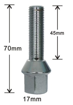 17mm hex heat treated cone seat lug bolts