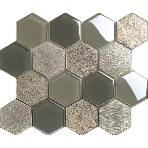 Mosaico de vidrio flor patrón hexagonal
