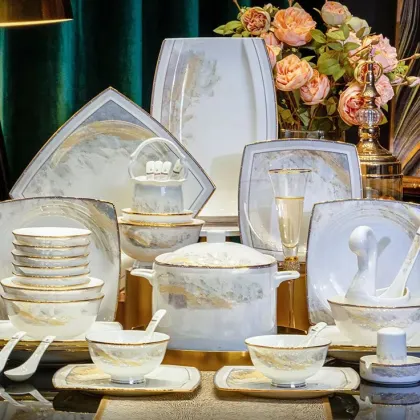 Elegant 72pc Premium Bone China Tableware Set for Restaurants & Weddings