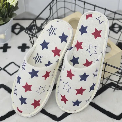 Soft summer beautiful indoor female linen slippers