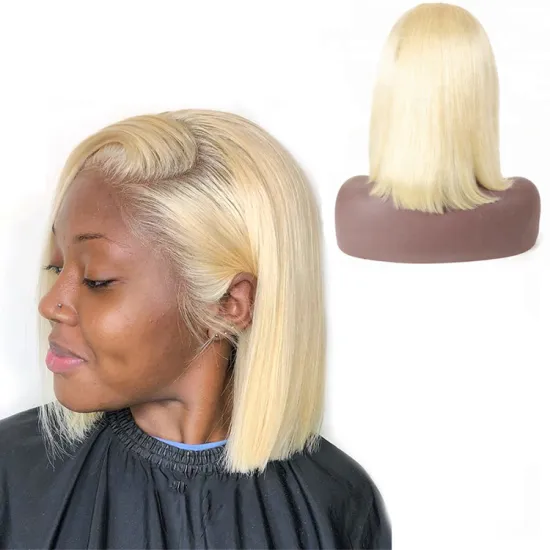 Wholesale Virgin Remy 613 blonde bob wigs,Platinum 13x4,13x6 613 Color Bob Cut Lace Front Wig 100% Human Hair