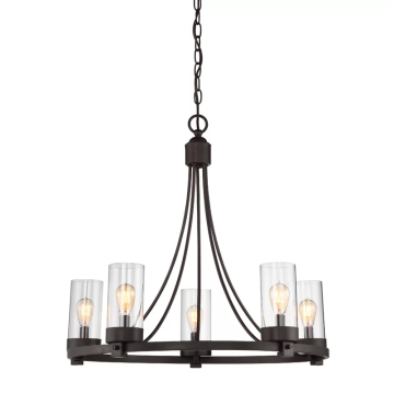 Farmhouse Industrial Country Style 5-Light Wheel Metal Chandelier