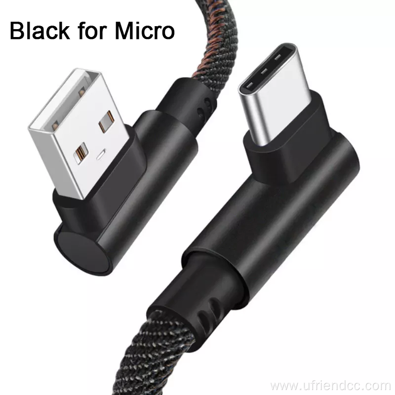 Fast Charging Durable Braided 90Degree USB Data Cable