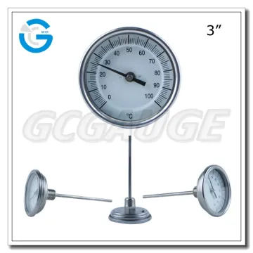 High quality back connection fully stainless steel bimetal thermometer with crimped ring