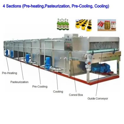 Food Pasteurization Line: Glass Jars, Cans, Pickles, Vegetables, Soft Drinks, and Fruit Juices