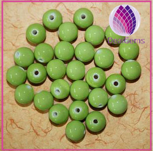 Bead porcelain green 10mm round