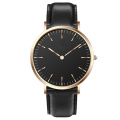 Montre analogique à quartz en cuir masculin minimaliste