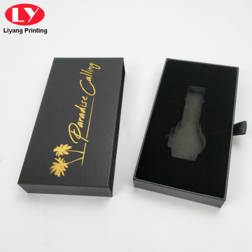 Custom Logo Drawer Black Paper Watch Box Packaging