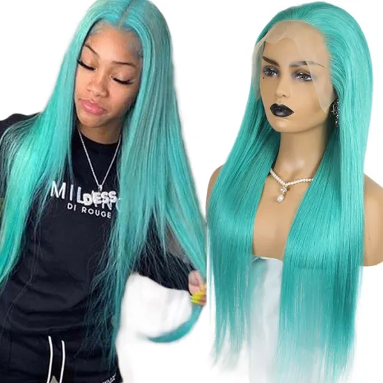 Virgin Cuticle Aligned Hair Lace Wigs For Black Women lake blue lace wigs, blue human hair wig,blue band hair wigs