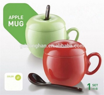 factory sale ceramic apple mug with lid